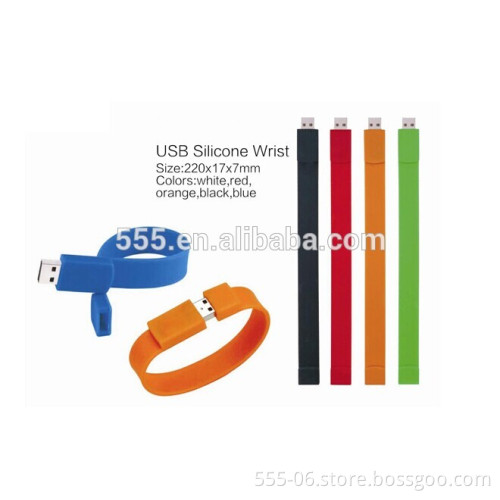 Portable PVC Wristband USB flash drive, colorful bracelet USB drive for promotion 1GB 2GB 4GB 8GB 16GB 32GB